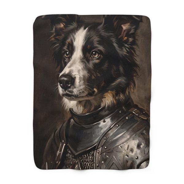 Border Collie Medieval Knight Portrait Regal Throw Blanket | Premium Dog Art | Tritan