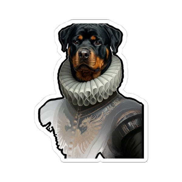 Rottweiler Renaissance Royal Portrait Sticker, Dog Portrait Vinyl Decal, Kiss-Cut Sticker, Rottweiler Lover Gift