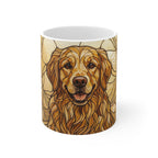 Golden Retriever Low Poly Monochrome Gold Ceramic Mug 11oz | Dog Lover Gift