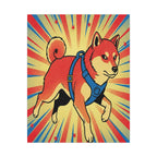 Shiba Inu Comic Book Canvas - Dynamic Pop Art with Halftone Dots, Bold Lines, and Retro Action Dog Wall Decor