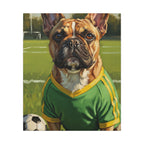French Bulldog Oil Painting Soccer Portrait Canvas Wall Art Decor Gift for Dog Lovers