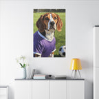 Beagle Soccer Portrait Oil Painting Canvas Print, Dog Wall Art Decor, Pet Lover Gift