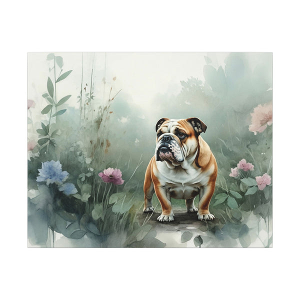 English Bulldog Canvas Wall Art, Acrylic Painting Dog Gift, Pet Portrait Print, Modern Animal Home Decor