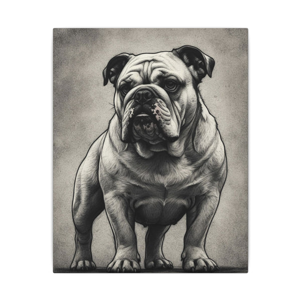 English Bulldog Charcoal Portrait, Bulldog Wall Art, Dog Lover Gift, Pet Art Canvas Print