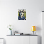 Siberian Husky Oil Painting Soccer Portrait Canvas Art | Dog Wall Decor | Pet Lover Gift for Sports Fans