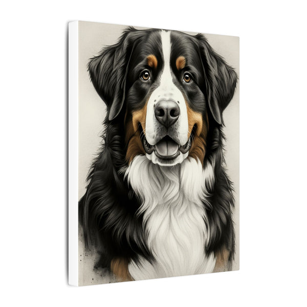 Bernese Mountain Dog Charcoal Portrait Canvas Print | Berner Wall Art Decor | Dog Lover Gift | Pet Memorial Art | Stretched Canvas