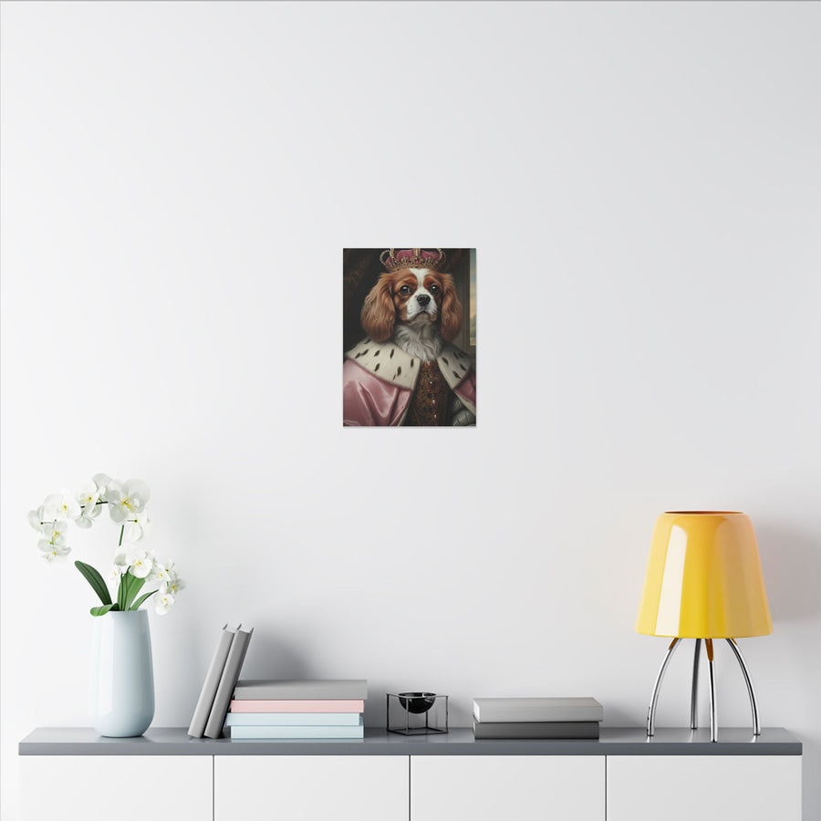 Cavalier King Charles Spaniel Medieval Knight Portrait Canvas Wall Art, Regal Dog Painting, Stretched Canvas