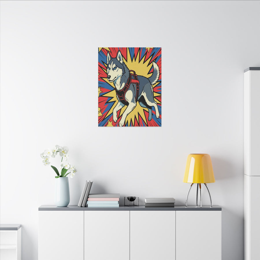 Siberian Husky Canvas Print - Dynamic Comic Book Pop Art Dog Wall Decor