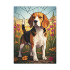 Beagle Stained Glass Canvas Wall Art, Dog Lover Gift, Pet Art Print, Stretched Canvas Decor