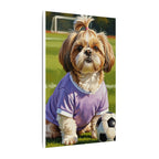 Shih Tzu Oil Painting Soccer Portrait Canvas Wall Art | Dog Lover Gift | Pet Decor | Sports Fan Art