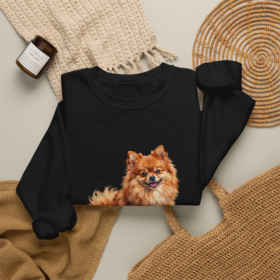 Pomeranian Sweatshirt | Painterly Dog Art Crewneck | Pom Mom Gift | Cozy Pullover for Dog Lovers | Pet Portrait Apparel
