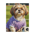 Shih Tzu Oil Painting Soccer Portrait Canvas Wall Art | Dog Lover Gift | Pet Decor | Sports Fan Art