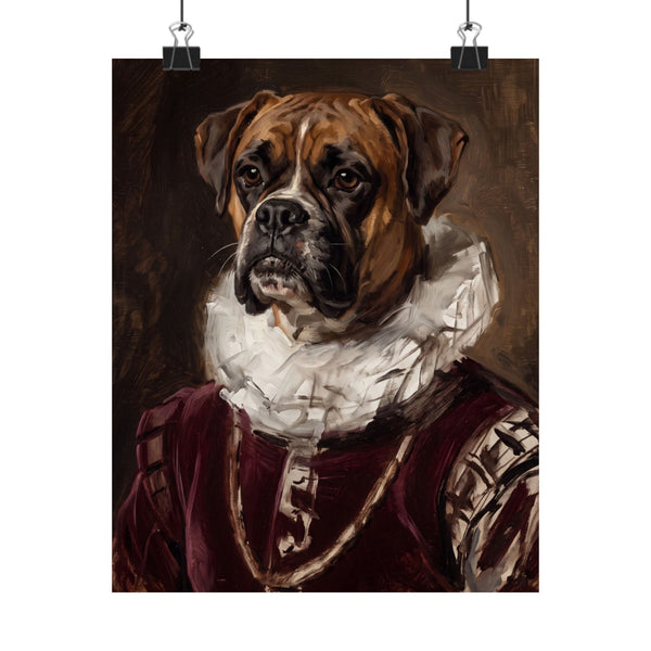 Boxer Renaissance Royal Portrait Matte Poster, Regal Dog Art Print, Boxer Lover Gift, Wall Art