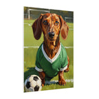 Dachshund Oil Painting Soccer Portrait Stretched Canvas Wall Art | Funny Dog Decor Gift | Pet Lover Home Art