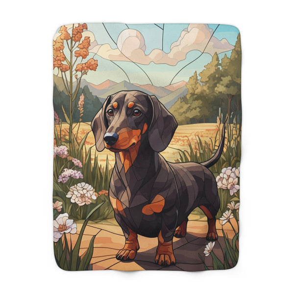 Dachshund Low Poly Prairie Sherpa Fleece Blanket | Dog Lover Gift