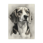 Beagle Charcoal Portrait Canvas Art | Realistic Dog Sketch Wall Decor | Pet Lover Gift | Stretched Canvas Print | Dog Memorial Artwork