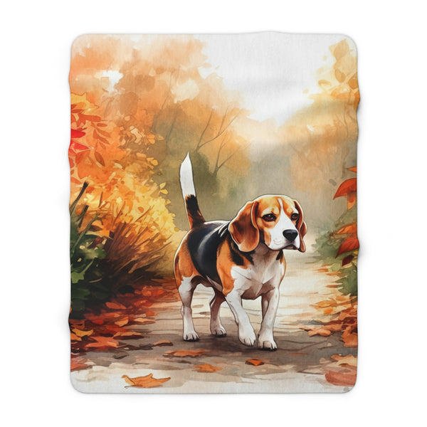 Beagle Watercolor Autumn Path Throw Blanket | Premium Dog Prints | Tritan