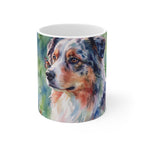 Australian Shepherd Watercolor Ceramic Coffee Mug 11oz, Soft Dog Painting, Australian Shepherd Lover Gift