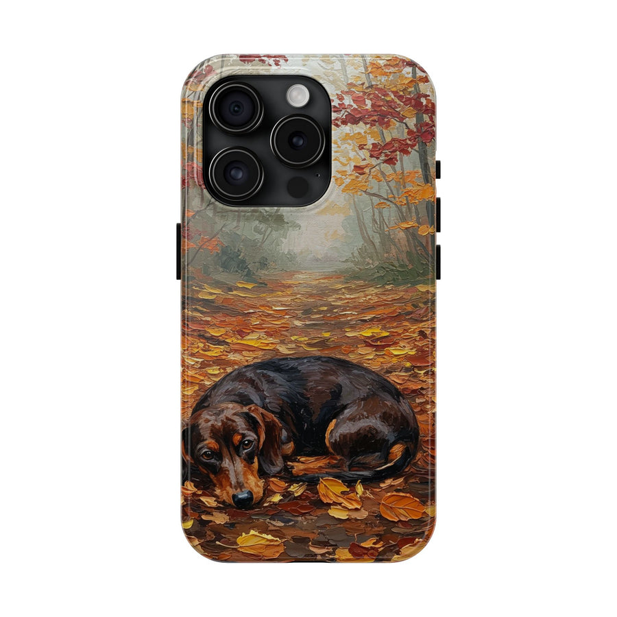 Acrylic Dachshund - Autumn Woods | Tough Phone Case