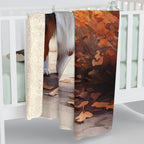 Australian Shepherd Watercolor Autumn Path Throw Blanket | Premium Dog Prints | Tritan — detail view