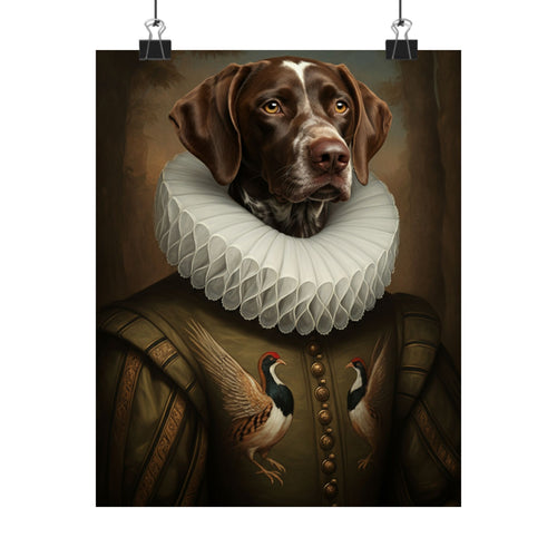 German Shorthaired Pointer Renaissance Royal Portrait Matte Poster, Regal Dog Art Print, German Shorthaired Pointer Lover Gift, Wall Art