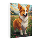 Corgi Stained Glass Canvas Wall Art | Vibrant Dog Lover Gift | Pet Portrait Home Decor | Modern Welsh Corgi Print