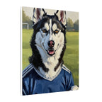 Siberian Husky Oil Painting Soccer Portrait Canvas Art | Dog Wall Decor | Pet Lover Gift for Sports Fans