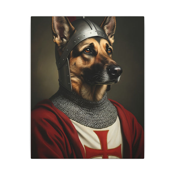 German Shepherd Medieval Knight Portrait Canvas Wall Art, Regal Dog Painting, German Shepherd Lover Gift, Stretched Canvas