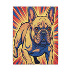 French Bulldog Pop Art Canvas - Dynamic Comic Book Style Wall Art with Halftone Dots - Energetic Retro Dog Print