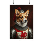 Pembroke Welsh Corgi Medieval Knight Portrait Matte Poster, Regal Dog Art Print, Pembroke Welsh Corgi Lover Gift, Wall Art