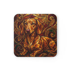 Dachshund Stained Glass Warm Jewel Cork Back Coaster | Dog Lover Gift