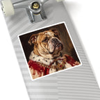 English Bulldog Kings & Queens Royal Portrait Sticker, Dog Portrait Vinyl Decal, Kiss-Cut Sticker, English Bulldog Lover Gift