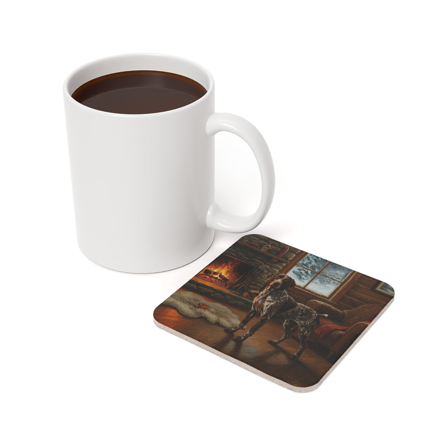 Acrylic German Shorthaired Pointer - Winter Hearth | Cork Back Coaster