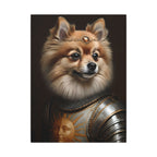 Pomeranian Medieval Knight Portrait Canvas Wall Art, Regal Dog Painting, Pomeranian Lover Gift, Stretched Canvas