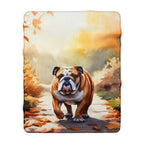 English Bulldog Watercolor Autumn Path Throw Blanket | Premium Dog Prints | Tritan — view 3 of 9