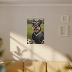Miniature Schnauzer Soccer Portrait Oil Painting Canvas Wall Art, Schnauzer Dog Lover Gift, Pet Decor, Sports Fan Home Decor