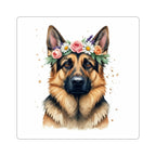 German Shepherd Watercolor Floral Crown Gift Set — Mug + Coaster + Sticker | Tritan