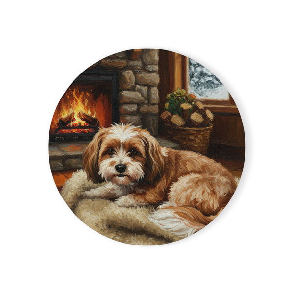 Acrylic Havanese - Winter Hearth | Cork Back Coaster