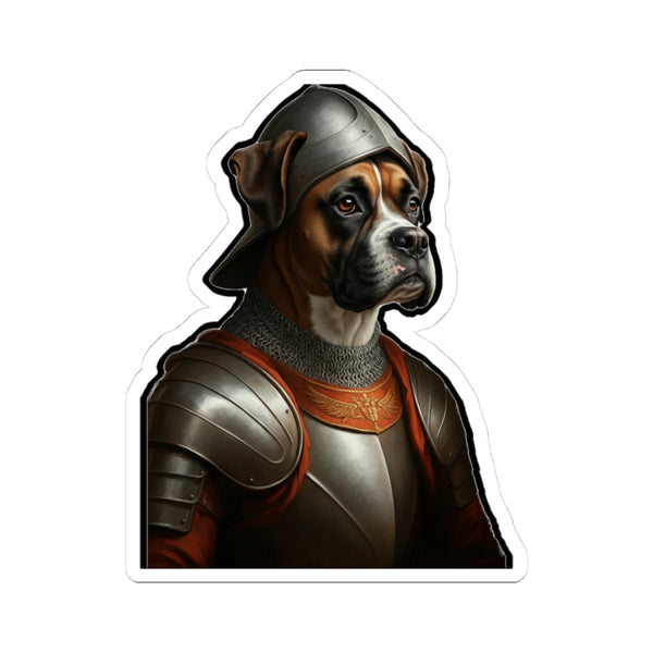 Boxer Medieval Knight Portrait Sticker, Dog Portrait Vinyl Decal, Kiss-Cut Sticker, Boxer Lover Gift