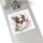 Australian Shepherd Watercolor Butterfly Bloom Kiss-Cut Stickers | Premium Dog Prints | Tritan — view 9 of 12