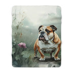 English Bulldog Watercolor Rain Garden Throw Blanket | Premium Dog Prints | Tritan — secondary view