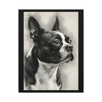Boston Terrier Charcoal Portrait Canvas Wall Art | Dog Memorial Gift | Pet Lover Home Decor | Black & White Dog Print