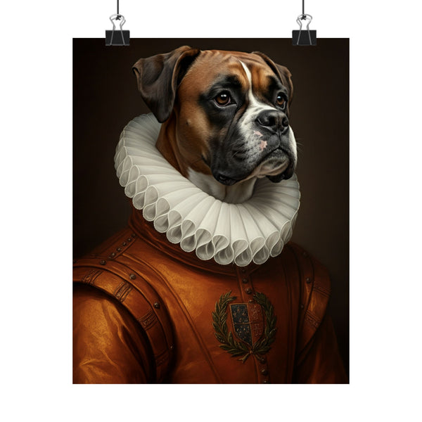 Boxer Renaissance Royal Portrait Matte Poster, Regal Dog Art Print, Boxer Lover Gift, Wall Art