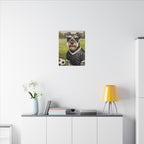 Miniature Schnauzer Soccer Portrait Oil Painting Canvas Wall Art, Schnauzer Dog Lover Gift, Pet Decor, Sports Fan Home Decor