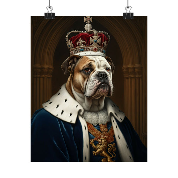 English Bulldog Kings & Queens Royal Portrait Matte Poster, Regal Dog Art Print, English Bulldog Lover Gift, Wall Art