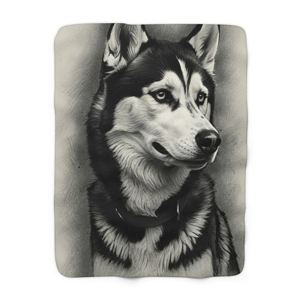 Siberian Husky Charcoal Portrait Throw Blanket | Premium Dog Prints | Tritan — primary view