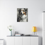 Australian Shepherd Charcoal Portrait Canvas Print, Aussie Dog Wall Art, Pet Lover Gift, Rustic Home Decor