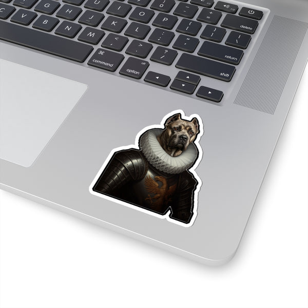 Cane Corso Renaissance Royal Portrait Sticker, Dog Portrait Vinyl Decal, Kiss-Cut Sticker, Cane Corso Lover Gift — Lifestyle View