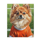 Pomeranian Soccer Portrait Oil Painting Canvas Wall Art | Pomeranian Gift | Dog Lover Decor | Pet Portrait Stretched Canvas Print