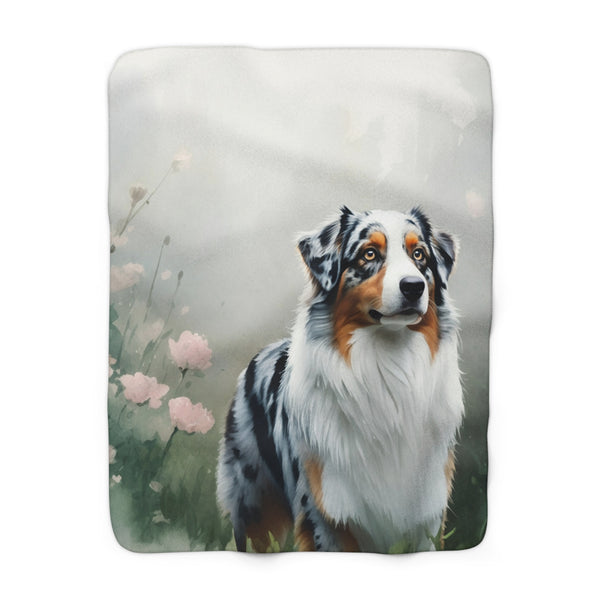 Australian Shepherd Watercolor Rain Garden Throw Blanket | Premium Dog Prints | Tritan